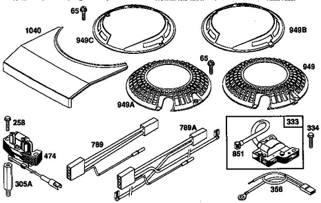 Wire Harness Assembly And Finger Guard Diagram and Parts List for 124700-124799 7055 Briggs and Stratton Engine